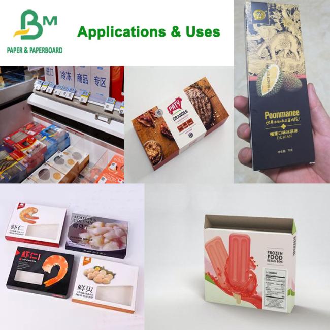 PE Coated Frozen Food Grade Paper Eco Friendly Seafood Cold Packaging Paper 275g + 15g PE PE Coated Frozen Food Grade Paper Eco Friendly Seafood Cold Packaging Paper 275g + 15g PE