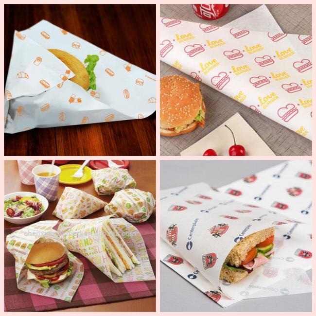 Greaseproof Food Wrapping Paper 35gsm 40gsm 50gsm for Hamburger Sandwich Greaseproof Food Wrapping Paper 35gsm 40gsm 50gsm for Hamburger Sandwich