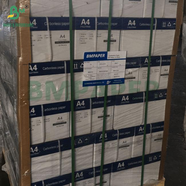 White CB Yellow CF 75grs 78grs Blank Carbonless NCR Paper 8.5"x 14" Black Image White CB Yellow CF 75grs 78grs Blank Carbonless NCR Paper 8.5"x 14" Black Image