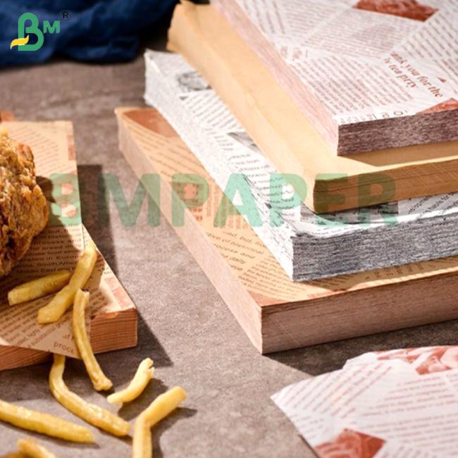 40gsm 50gsm Printable Kit 7 Brown Food Grade Greaseproof Paper Grease Resistant For Hamburger Packaging 40gsm 50gsm Printable Kit 7 Brown Food Grade Greaseproof Paper Grease Resistant For Hamburger Packaging