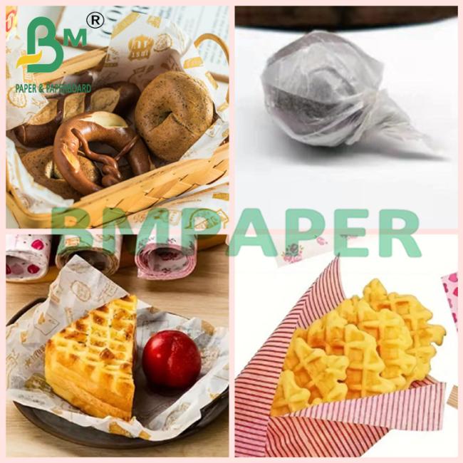 30g 40g Food Grade Greaseproof Wax Wrap Paper For Burger Packaging 30g 40g Food Grade Greaseproof Wax Wrap Paper For Burger Packaging