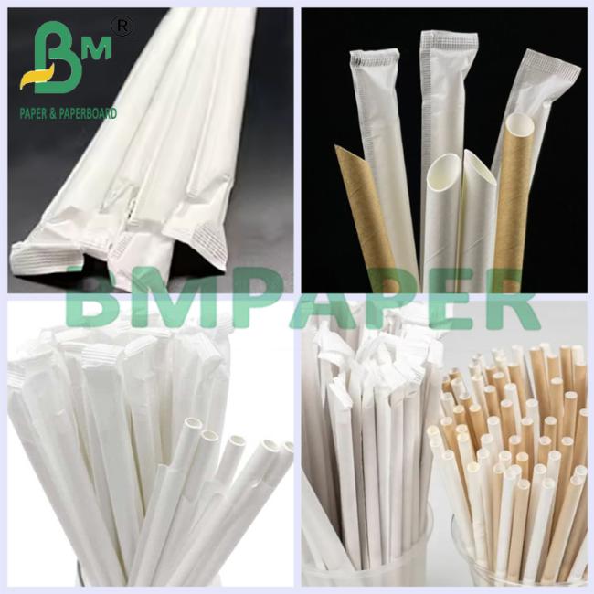 Kraft paper being used for drink straw packaging in commercial setting