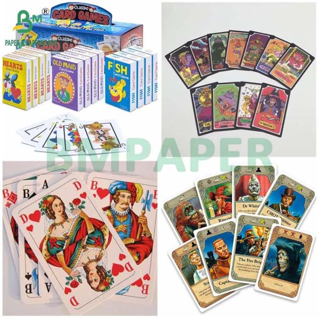Playing card board application example showing various card types