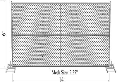 中国 6' x 14' “wise man” temporary chain link fence panels tube 1-1/2”diameter /38mm 販売のため