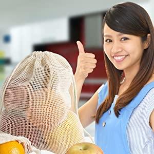 vegetable bags no plastic natural cotton
