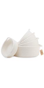 5-Piece Round Small Woven Baskets 100% Natural Cotton Rope Baskets! Key Tray, Kids Montessori Toys