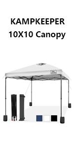 Pop-up-Canopy-Tent-10'x10', Air Vent on The Top, 4 Sand Bags, UPF 50+ and Waterproof Shelter