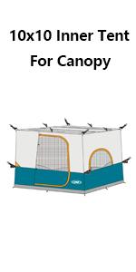 Inner Tent for 10' x 10' Pop Up Canopy,Gazebo/Sewn-in Floor and Fully Vented Roof