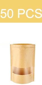 kraft stand up pouches 50