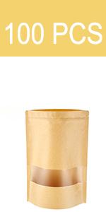 kraft stand up pouches 100