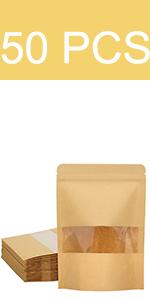 kraft stand up pouches with window