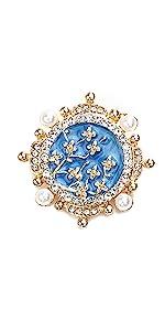 Flower Brooch Pearl Rhinestone Crystal Enamel Pins with Apricot Blossom