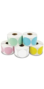 multicolored circle thermal labels