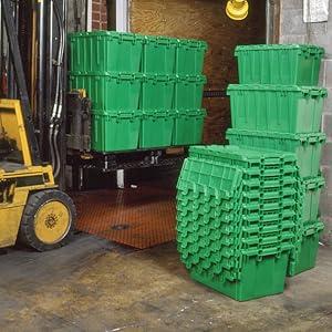 round trip totes reusable moving boxes plastic shipping industrial totes attached lid hinged lid