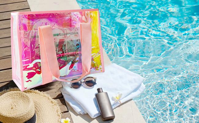 Women Waterproof Sandproof Tip-Proof Beach Tote Iridescent Bag,travel beach bag