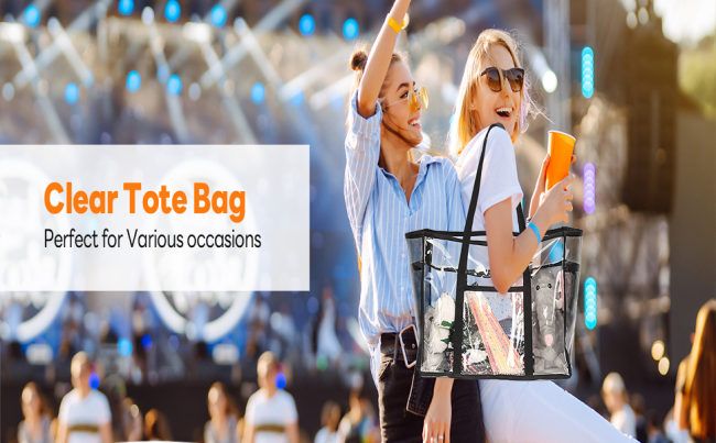 Transparent tote bag for music festival