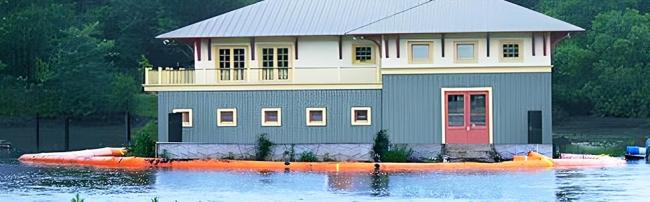 water filled flood barrier