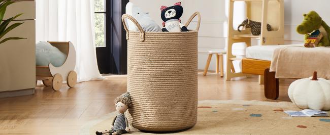 woven jute rope laundry hamper basket blanket