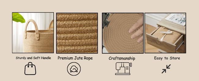 jute woven rope laundry hamper basket wicker rattan