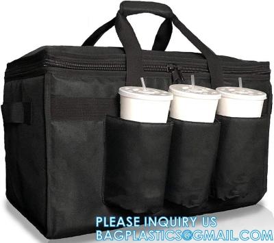 China Insulated Food Delivery Bag with Cup Holders/Drink Carriers Premium XXL, Great for Beverages, Grocery, Pizza for sale