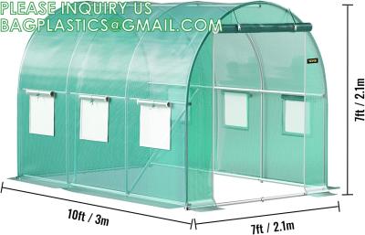 China Portable Plant GreenHouse Zippered Door Windows, Galvanized Steel Hoops, Glass Greenhouse, Polycarbonate Greenhouse for sale