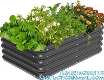 China Planter Boxs, Garden Boxes, Galvanized Steel Raised Garden Bed Kit Planter Raised Box With Safety Rubber Edging Strip for sale