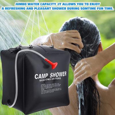 China 10 Gallons/ 40L Solar Camping Showers with Hot Water Portable Camping Shower Bag Removable Hose Shower Nylon Ropes for sale
