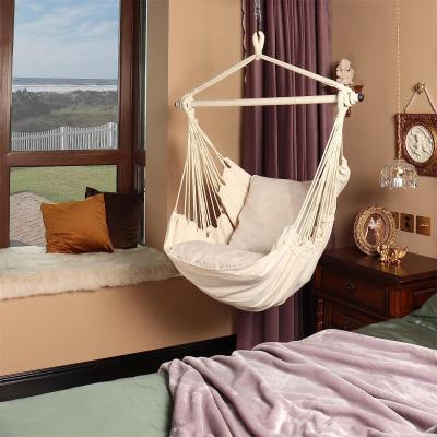 China Hammock Chair Hanging Rope Swing - Max 500 Lbs - 2 Cushions Included - Steel Spreader Bar with Anti-Slip Rings for sale
