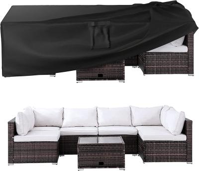 China Outdoor Waterproof Patio Furniture Covers,420D Oxford Polyester Black Rectangular Sectional Furniture Set Covers for sale