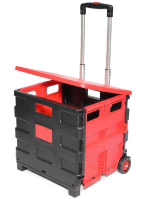 China Wheels Rolling Crate - Collapsible Rolling Cart with Lid Folding Teacher Rolling Box Carrier with Handle Shopping for sale