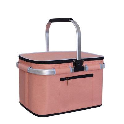 China Wholesale Outdoor Portable Insulated Cooler Lunch Bags Storage Box Camping Portable Picnic Basket With Lid for sale