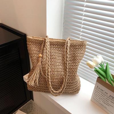 China Straw Bag for Women Woven Beach Structured Tote Handmade Crochet Carteras De Mujer Summer Shoulder Bohemian for sale