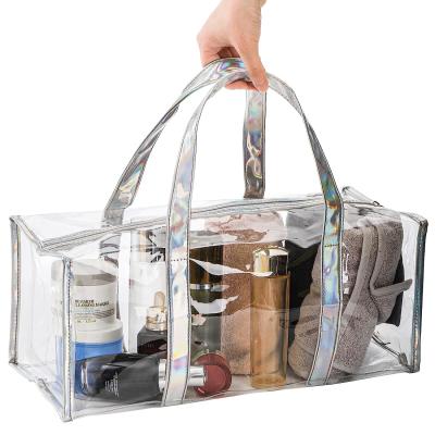 China Tote Bag for Women Clear Gym Bag PVC Beach Bag Sports Duffel Bag with Durable Metal Zipper (One Clear Bag) for sale