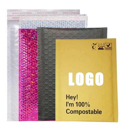 China Recyclable Holigraphic Custom Eco Friendly Biodegradable Padded Compostable Bubble Mailer Mailing Bags for sale