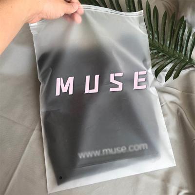 China Customized Full Printing Zip Lock Slider Clothes Frosted Pvc Eva Cpe Plastic Packing T Shirt Underdress Frosty Zipper for sale