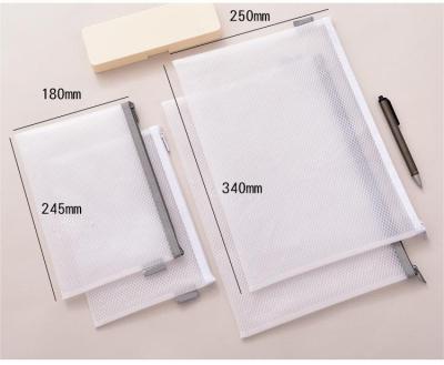 China Mesh Zipper Bag A4 Student Subject Bag Bill Transparent Waterproof Plastic Data Bag Wholesale for sale