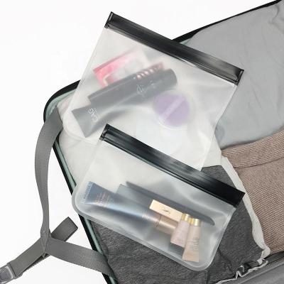 China Travel Storage Bag Black Transparent Makeup Bag Zip Clear Stadium Bag Gym Fitness Sets for sale
