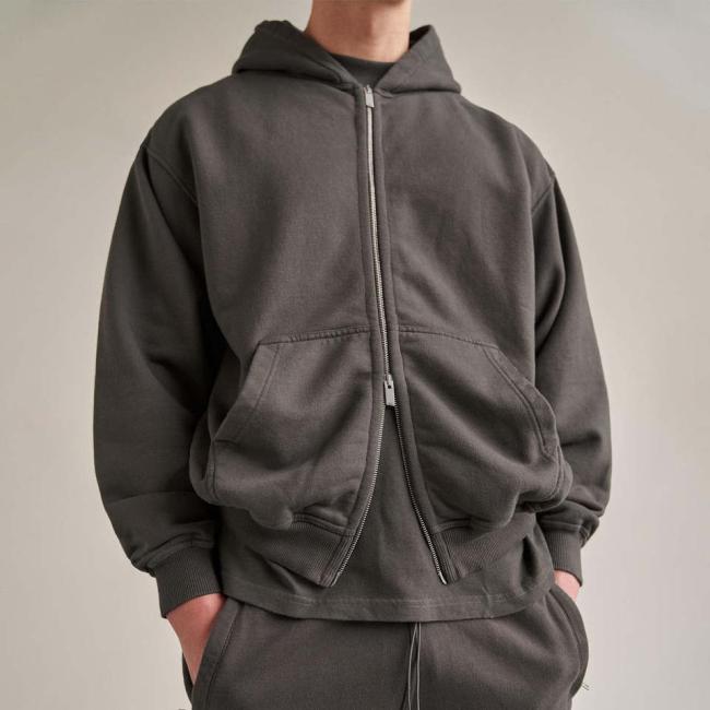 Custom Logo Pullover Fleece Cotton Zipup High Quality Heavyweight Full Zip up Hodie Jacket Double Layer Zipper Hoodie for Men