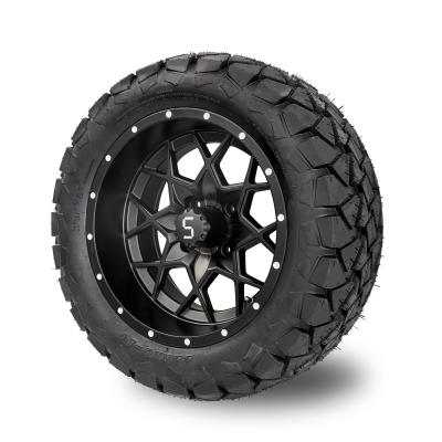 China Matte Black 14'' Golf Cart Wheel Tire Combo 22x10-14 Lifted All Terrain for sale