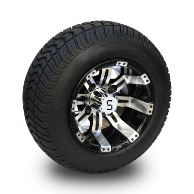 China Golf Cart 10'' Wheel and 205/50-10 DOT Tire Combo - Machined/Glossy Black for sale