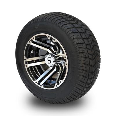China 10'' Golf Cart Rim And 205/50-10 DOT Street Tire Assembly - Machined/Glossy Black for sale