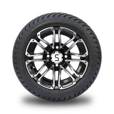 China 12 Inches Machiend/Black Golf Cart Wheels And 215/35-12 DOT Street Tires Combo 4 Ply for sale