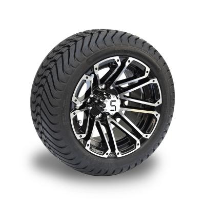 China 12 Inches Machiend/Black Golf Cart Wheels And 215/35-12 DOT Street Tires Combo 4 Ply for sale