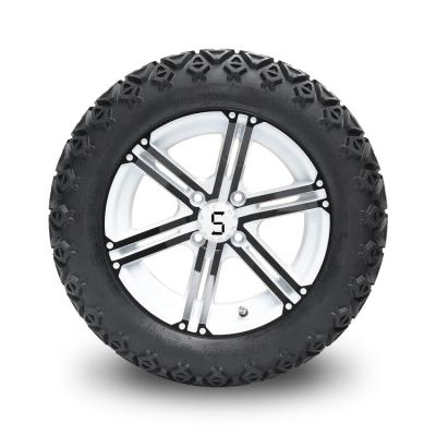 China Golf Cart 14'' Black/White Rims And 22x10-14'' All Terrain Tires, Wheel Nuts and Center Caps Included for sale