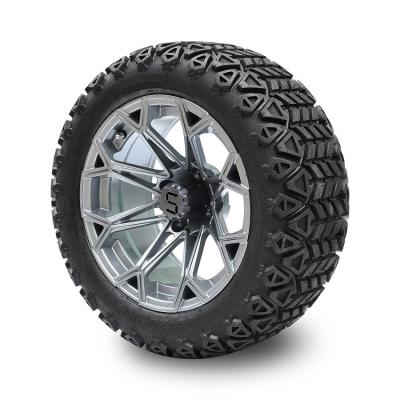 China 14 Inches Golf Cart Gunmetal Wheels and 22*10-14 High Profile Tires Combo 4 PLY Lift Required for sale