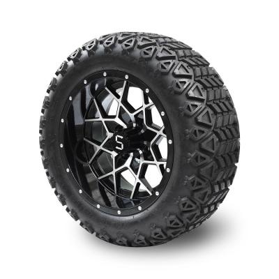 China 14 Inch Golf Cart Machined/Glossy Black Rims And 22*10-14 DOT Off-road Tires ET -25mm for sale