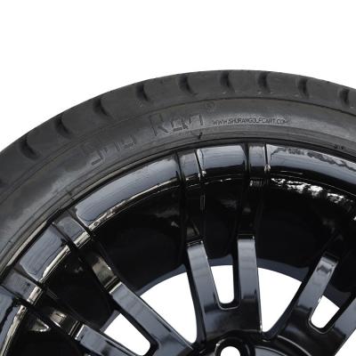 China 12'' Glossy Black Golf Cart Wheels And 215/35-12 Low Profile Tires Assembly for sale