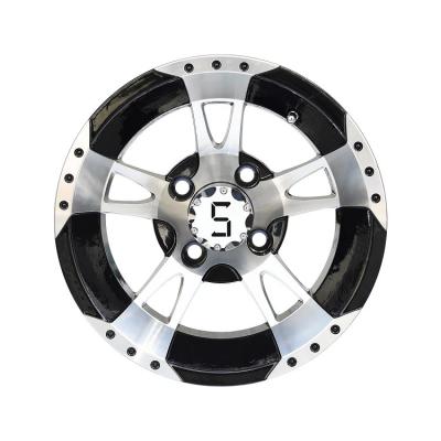 China 12'' 14'' Golf Cart Wheels Machined Glossy Black 5 Spokes Offset -25 for sale