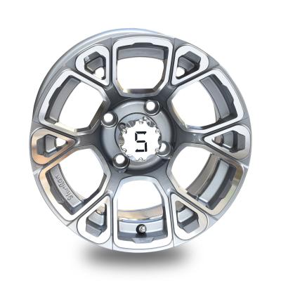 China Golf Cart 12 Inch Machined/Gunmetal Aluminum Wheels Including Center Caps 4x4(101.6mm) Bolt Pattern for sale