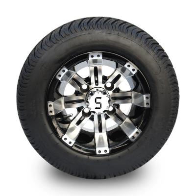 China 205/50-10 DOT Low Profile Street Tires And 10 Inch Golf Cart Machined/Glossy Black Wheels Combo 4 Ply Rated for sale